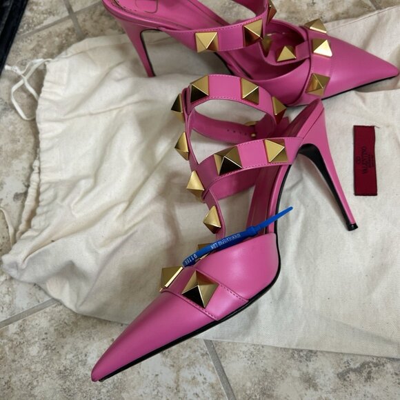 Valentino Pink Roman Stud Pumps Leather - Picture 6 of 16